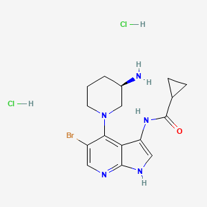 molecular formula C16H22BrCl2N5O B10831045 N-[4-[(3R)-3-aminopiperidin-1-yl]-5-bromo-1H-pyrrolo[2,3-b]pyridin-3-yl]cyclopropanecarboxamide;dihydrochloride 