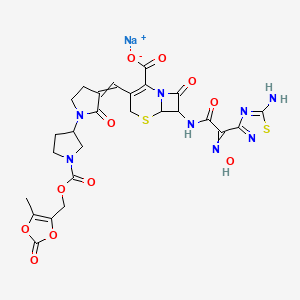 sodium;7-[[2-(5-amino-1,2,4-thiadiazol-3-yl)-2-hydroxyiminoacetyl]amino]-3-[[1-[1-[(5-methyl-2-oxo-1,3-dioxol-4-yl)methoxycarbonyl]pyrrolidin-3-yl]-2-oxopyrrolidin-3-ylidene]methyl]-8-oxo-5-thia-1-azabicyclo[4.2.0]oct-2-ene-2-carboxylate