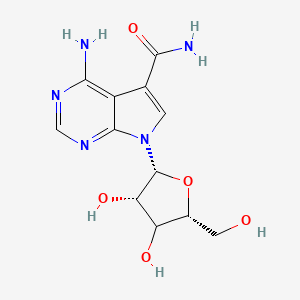 molecular formula C12H15N5O5 B10831127 4-amino-7-[(2R,3S,5R)-3,4-dihydroxy-5-(hydroxymethyl)oxolan-2-yl]pyrrolo[2,3-d]pyrimidine-5-carboxamide 