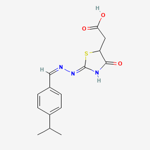 2-[(2Z)-4-oxo-2-[(Z)-(4-propan-2-ylphenyl)methylidenehydrazinylidene]-1,3-thiazolidin-5-yl]acetic acid