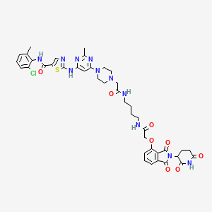 N-(2-chloro-6-methylphenyl)-2-[[6-[4-[2-[4-[[2-[2-(2,6-dioxopiperidin-3-yl)-1,3-dioxoisoindol-4-yl]oxyacetyl]amino]butylamino]-2-oxoethyl]piperazin-1-yl]-2-methylpyrimidin-4-yl]amino]-1,3-thiazole-5-carboxamide