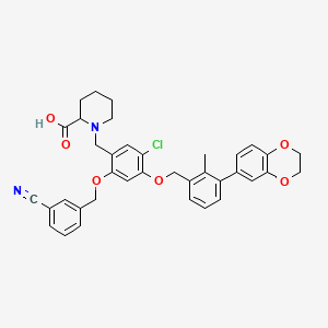 1-[[5-chloro-2-[(3-cyanophenyl)methoxy]-4-[[3-(2,3-dihydro-1,4-benzodioxin-6-yl)-2-methylphenyl]methoxy]phenyl]methyl]piperidine-2-carboxylic acid