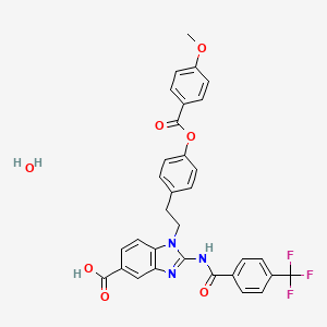 1-[2-[4-(4-methoxybenzoyl)oxyphenyl]ethyl]-2-[[4-(trifluoromethyl)benzoyl]amino]benzimidazole-5-carboxylic acid;hydrate