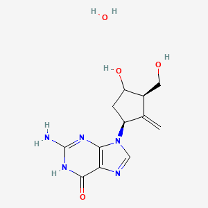 2-amino-9-[(1S,3R)-4-hydroxy-3-(hydroxymethyl)-2-methylidenecyclopentyl]-1H-purin-6-one;hydrate