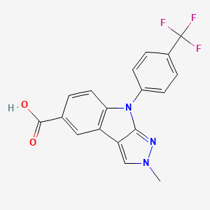 molecular formula C18H12F3N3O2 B10831562 2-Methyl-4-[4-(trifluoromethyl)phenyl]pyrazolo[3,4-b]indole-7-carboxylic acid 