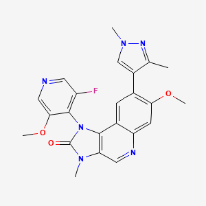 molecular formula C23H21FN6O3 B10831599 Lartesertib CAS No. 2020089-41-0