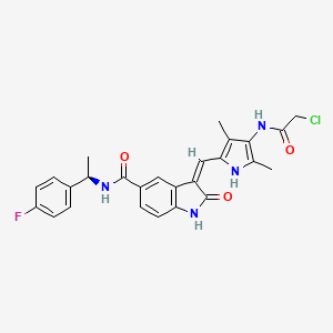 (3Z)-3-{[4-(2-chloroacetamido)-3,5-dimethyl-1H-pyrrol-2-yl]methylidene}-N-[(1R)-1-(4-fluorophenyl)ethyl]-2-oxo-2,3-dihydro-1H-indole-5-carboxamide