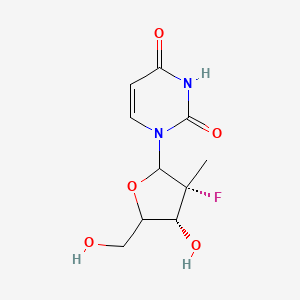 molecular formula C10H13FN2O5 B10831642 1-[(3R,4R)-3-fluoro-4-hydroxy-5-(hydroxymethyl)-3-methyloxolan-2-yl]pyrimidine-2,4-dione 