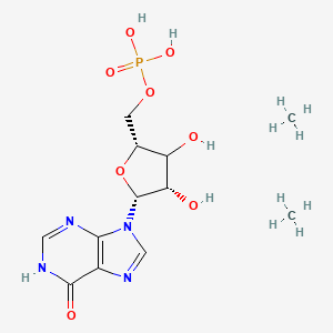 molecular formula C12H21N4O8P B10831786 [(2R,4S,5R)-3,4-dihydroxy-5-(6-oxo-1H-purin-9-yl)oxolan-2-yl]methyl dihydrogen phosphate;methane 