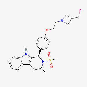 molecular formula C25H30FN3O3S B10831899 (1R,3R)-1-[4-[2-[3-(fluoromethyl)azetidin-1-yl]ethoxy]phenyl]-3-methyl-2-methylsulfonyl-1,3,4,9-tetrahydropyrido[3,4-b]indole 