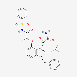 N-(benzenesulfonyl)-2-[1-benzyl-2-(2-methylpropyl)-3-oxamoylindol-4-yl]oxypropanamide