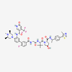 N-(6-fluoro-3'-{[6-oxo-4-(trifluoromethyl)-1,6-dihydropyridine-3-carbonyl]amino}-4'-[(3R,5S)-3,4,5-trimethylpiperazin-1-yl][1,1'-biphenyl]-3-carbonyl)glycyl-3-methyl-L-valyl-(4R)-4-hydroxy-N-{(1S)-1-[4-(4-methyl-1,3-thiazol-5-yl)phenyl]ethyl}-L-prolinamide