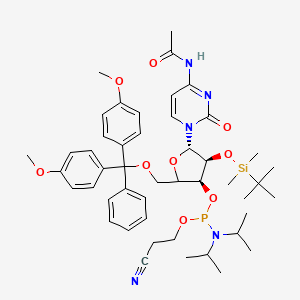 molecular formula C47H64N5O9PSi B10832007 N-[1-[(2S,3S,4S)-5-[[bis(4-methoxyphenyl)-phenylmethoxy]methyl]-3-[tert-butyl(dimethyl)silyl]oxy-4-[2-cyanoethoxy-[di(propan-2-yl)amino]phosphanyl]oxyoxolan-2-yl]-2-oxopyrimidin-4-yl]acetamide 