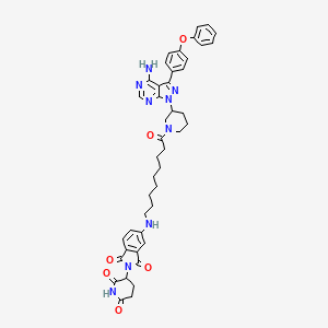 molecular formula C44H47N9O6 B10832063 5-[[9-[3-[4-Amino-3-(4-phenoxyphenyl)pyrazolo[3,4-d]pyrimidin-1-yl]piperidin-1-yl]-9-oxononyl]amino]-2-(2,6-dioxopiperidin-3-yl)isoindole-1,3-dione 