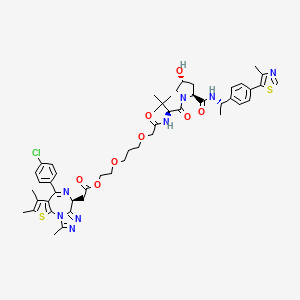 2-[3-[2-[[(2S)-1-[(2S,4R)-4-hydroxy-2-[[(1S)-1-[4-(4-methyl-1,3-thiazol-5-yl)phenyl]ethyl]carbamoyl]pyrrolidin-1-yl]-3,3-dimethyl-1-oxobutan-2-yl]amino]-2-oxoethoxy]propoxy]ethyl 2-[(9S)-7-(4-chlorophenyl)-4,5,13-trimethyl-3-thia-1,8,11,12-tetrazatricyclo[8.3.0.02,6]trideca-2(6),4,7,10,12-pentaen-9-yl]acetate