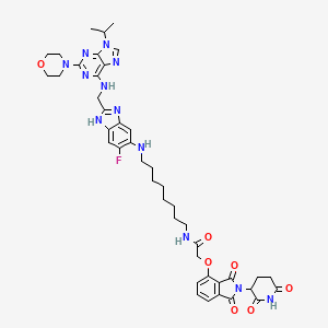 2-((2-(2,6-Dioxopiperidin-3-yl)-1,3-dioxoisoindolin-4-yl)oxy)-N-(8-((5-fluoro-2-(((9-isopropyl-2-morpholino-9H-purin-6-yl)amino)methyl)-1H-benzo[d]imidazol-6-yl)amino)octyl)acetamide