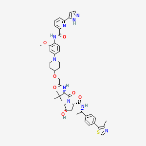 N-[4-[4-[2-[[(2S)-1-[(2S,4R)-4-hydroxy-2-[[(1S)-1-[4-(4-methyl-1,3-thiazol-5-yl)phenyl]ethyl]carbamoyl]pyrrolidin-1-yl]-3,3-dimethyl-1-oxobutan-2-yl]amino]-2-oxoethoxy]piperidin-1-yl]-2-methoxyphenyl]-6-(1H-pyrazol-5-yl)pyridine-2-carboxamide