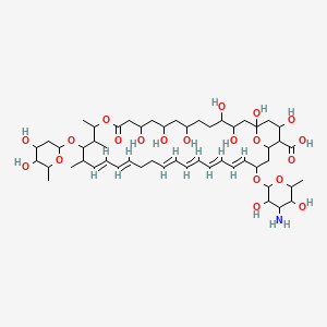 (19E,21E,25E,27E,29E,31E)-33-(4-amino-3,5-dihydroxy-6-methyloxan-2-yl)oxy-17-(4,5-dihydroxy-6-methyloxan-2-yl)oxy-1,3,4,7,9,11,37-heptahydroxy-15,16,18-trimethyl-13-oxo-14,39-dioxabicyclo[33.3.1]nonatriaconta-19,21,25,27,29,31-hexaene-36-carboxylic acid