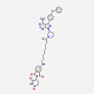 molecular formula C44H47N9O6 B10832141 5-[[9-[(3R)-3-[4-amino-3-(4-phenoxyphenyl)pyrazolo[3,4-d]pyrimidin-1-yl]piperidin-1-yl]-9-oxononyl]amino]-2-(2,6-dioxopiperidin-3-yl)isoindole-1,3-dione 