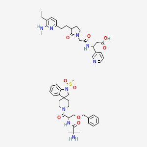 2-amino-2-methyl-N-[1-(1-methylsulfonylspiro[2H-indole-3,4'-piperidine]-1'-yl)-1-oxo-3-phenylmethoxypropan-2-yl]propanamide;3-[[2-[3-[2-[5-ethyl-6-(methylamino)pyridin-2-yl]ethyl]-2-oxopyrrolidin-1-yl]acetyl]amino]-3-pyridin-3-ylpropanoic acid