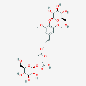 5-[3-[3,5-dimethoxy-4-[(2S,3R,4S,5S,6R)-3,4,5-trihydroxy-6-(hydroxymethyl)oxan-2-yl]oxyphenyl]prop-2-enoxy]-3-methyl-5-oxo-3-[(2S,3R,4S,5S,6R)-3,4,5-trihydroxy-6-(hydroxymethyl)oxan-2-yl]oxypentanoic acid