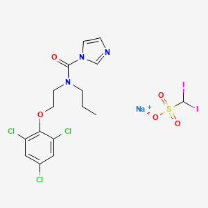 molecular formula C16H17Cl3I2N3NaO5S B10832296 sodium;diiodomethanesulfonate;N-propyl-N-[2-(2,4,6-trichlorophenoxy)ethyl]imidazole-1-carboxamide 