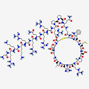 molecular formula C127H215N53O30S3 B10832339 H-Gly-Arg-Lys-Lys-Arg-Arg-Gln-Arg-Arg-Arg-Pro-Pro-Gln-bAla-Cys(1)-Trp-Met-Ser-Pro-Arg-His-Leu-Gly-Thr-Cys(1)-OH 