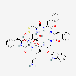 molecular formula C54H66N10O10S2 B10832362 H-c(Cys3-Phe6-Phe7-DTrp8-Lys9-Thr10-Phe11-Cys14)-OH 