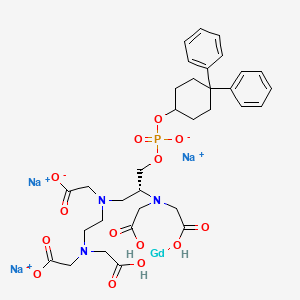 molecular formula C33H41GdN3Na3O14P B10832364 trisodium;2-[[(2R)-2-[bis(carboxymethyl)amino]-3-[(4,4-diphenylcyclohexyl)oxy-oxidophosphoryl]oxypropyl]-[2-[carboxylatomethyl(carboxymethyl)amino]ethyl]amino]acetate;gadolinium 