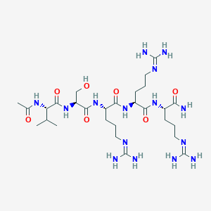 molecular formula C28H55N15O7 B10832503 AC-Val-ser-arg-arg-arg-NH2 CAS No. 1632243-07-2