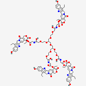 2-[2-[3-[2,3-bis[2-[2-[2-[[(19S)-10,19-diethyl-7-hydroxy-14,18-dioxo-17-oxa-3,13-diazapentacyclo[11.8.0.02,11.04,9.015,20]henicosa-1(21),2,4(9),5,7,10,15(20)-heptaen-19-yl]oxy]-2-oxoethyl]imino-2-hydroxyethoxy]ethoxy]propoxy]-2-[2-[2-[2-[[(19S)-10,19-diethyl-7-hydroxy-14,18-dioxo-17-oxa-3,13-diazapentacyclo[11.8.0.02,11.04,9.015,20]henicosa-1(21),2,4(9),5,7,10,15(20)-heptaen-19-yl]oxy]-2-oxoethyl]imino-2-hydroxyethoxy]ethoxy]propoxy]ethoxy]-N-[2-[[(19S)-10,19-diethyl-7-hydroxy-14,18-dioxo-17-oxa-3,13-diazapentacyclo[11.8.0.02,11.04,9.015,20]henicosa-1(21),2,4(9),5,7,10,15(20)-heptaen-19-yl]oxy]-2-oxoethyl]ethanimidic acid