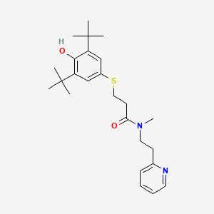 molecular formula C25H36N2O2S B10832586 3-[[3,5-bis(1,1-dimethylethyl)-4-hydroxyphenyl]thio]-N-methyl-N-[2-(2-pyridinyl)ethyl]propanamide 