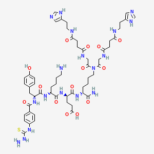 molecular formula C56H78N18O14S B10832609 D-Lysinamide, N-(4-((hydrazinylthioxomethyl)amino)benzoyl)-D-tyrosyl-N6-(N-(4-((2-(1H-imidazol-5-yl)ethyl)amino)-1,4-dioxobutyl)glycyl)-D-lysyl-D-alpha-glutamyl-N6-(N-(4-((2-(1H-imidazol-5-yl)ethyl)amino)-1,4-dioxobutyl)glycyl)- CAS No. 928150-91-8