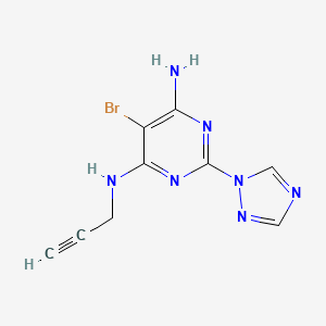 molecular formula C9H8BrN7 B10832742 5-Bromo-N-(prop-2-yn-1-yl)-2-(1H-1,2,4-triazol-1-yl)pyrimidine-4,6-diamine CAS No. 1620909-95-6