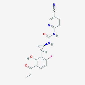 1-(5-cyano-2-pyridyl)-3-[(1R,2R)-2-(6-fluoro-2-hydroxy-3-propanoyl-phenyl)cyclopropyl]urea