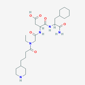 molecular formula C26H45N5O6 B10832755 4-[(1-Amino-3-cyclohexyl-1-oxopropan-2-yl)amino]-3-[[2-[ethyl(4-piperidin-4-ylbutanoyl)amino]acetyl]amino]-4-oxobutanoic acid 