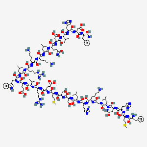 (4S)-5-[(2S)-1-[(2S)-1-[(2S)-1-[(2S)-1-[(2S)-1-[(2S)-1-[(2S)-6-amino-1-[(2S)-6-amino-1-[(2S)-1-[(2S)-1-[(2S)-3-carboxy-1-[(2S)-1-[(2S)-1-[(2S)-3-carboxy-1-hydroxy-1-[(2S)-1-hydroxy-1-imino-3-phenylpropan-2-yl]iminopropan-2-yl]imino-1-hydroxy-3-(1H-imidazol-5-yl)propan-2-yl]imino-1-hydroxy-3-methylbutan-2-yl]imino-1-hydroxypropan-2-yl]imino-1,5-dihydroxy-5-iminopentan-2-yl]imino-1-hydroxy-4-methylpentan-2-yl]imino-1-hydroxyhexan-2-yl]imino-1-hydroxyhexan-2-yl]imino-5-carbamimidamido-1-hydroxypentan-2-yl]imino-1-hydroxy-4-methylpentan-2-yl]imino-1-hydroxy-3-(1H-indol-3-yl)propan-2-yl]imino-4-carboxy-1-hydroxybutan-2-yl]imino-1-hydroxy-3-methylbutan-2-yl]imino-5-carbamimidamido-1-hydroxypentan-2-yl]imino-4-[[(2S)-2-[[(2S)-2-[[(2S)-2-[[(2S)-2-[[(2S)-2-[[(2S)-6-amino-2-[[2-[[(2S)-2-[[(2S)-2-[[(2S)-2-[[(2S)-2-[[(2S)-2-amino-1-hydroxy-3-phenylpropylidene]amino]-1-hydroxy-4-methylsulfanylbutylidene]amino]-1-hydroxy-3-(1H-imidazol-5-yl)propylidene]amino]-1,4-dihydroxy-4-iminobutylidene]amino]-1-hydroxy-4-methylpentylidene]amino]-1-hydroxyethylidene]amino]-1-hydroxyhexylidene]amino]-1-hydroxy-3-(1H-imidazol-5-yl)propylidene]amino]-1-hydroxy-4-methylpentylidene]amino]-1,3-dihydroxypropylidene]amino]-1,3-dihydroxypropylidene]amino]-1-hydroxy-4-methylsulfanylbutylidene]amino]-5-hydroxypentanoic acid