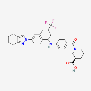 (3R)-1-(4-((4,4,4-trifluoro-1-(2-methyl-4-(4,5,6,7-tetrahydro-2H-indazol-2-yl)phenyl)butyl)amino)benzoyl)piperidine-3-carboxylic acid