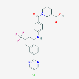 1-[4-[[1-[4-(5-Chloropyrimidin-2-yl)-2-methylphenyl]-4,4,4-trifluorobutyl]amino]benzoyl]piperidine-3-carboxylic acid