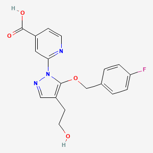 2-[5-[(4-Fluorophenyl)methoxy]-4-(2-hydroxyethyl)pyrazol-1-yl]pyridine-4-carboxylic acid