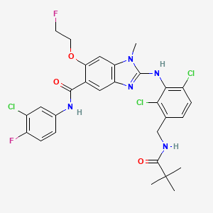 N-(3-Chloro-4-fluoro-phenyl)-2-{2,6-dichloro-3-[(2,2-dimethyl-propionylamino)-methyl]-phenylamino}-6-(2-fluoroethoxy)-1-methyl-1H-benzimidazole-5-carboxylic acid amide