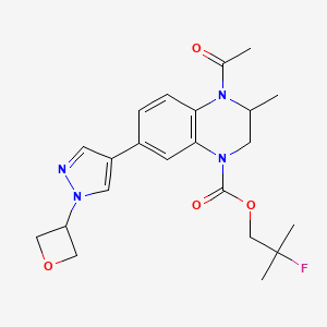 (2-Fluoro-2-methylpropyl) 4-acetyl-3-methyl-7-[1-(oxetan-3-yl)pyrazol-4-yl]-2,3-dihydroquinoxaline-1-carboxylate