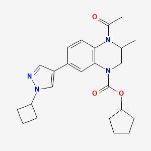 Cyclopentyl 4-acetyl-7-(1-cyclobutylpyrazol-4-yl)-3-methyl-2,3-dihydroquinoxaline-1-carboxylate