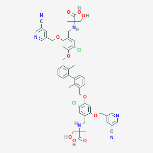 2-[[4-[[3-[3-[[4-[[(2-Carboxy-1-hydroxypropan-2-yl)amino]methyl]-2-chloro-5-[(5-cyanopyridin-3-yl)methoxy]phenoxy]methyl]-2-methylphenyl]-2-methylphenyl]methoxy]-5-chloro-2-[(5-cyanopyridin-3-yl)methoxy]phenyl]methylamino]-3-hydroxy-2-methylpropanoic acid