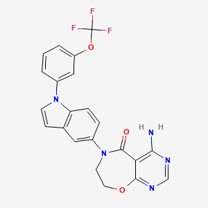 4-Amino-6-(1-(3-(trifluoromethoxy)phenyl)-1H-indol-5-yl)-7,8-dihydropyrimido[5,4-f][1,4]oxazepin-5(6H)-one