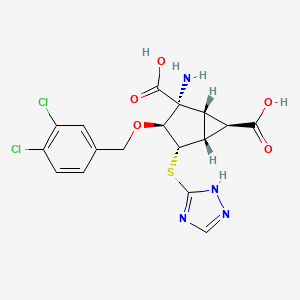 (1R,2R,3S,4S,5R,6R)-2-amino-3-[(3,4-dichlorophenyl)methoxy]-4-(1H-1,2,4-triazol-5-ylsulfanyl)bicyclo[3.1.0]hexane-2,6-dicarboxylic acid