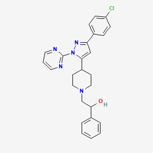 2-{4-[3-(4-Chlorophenyl)-1-(pyrimidin-2-yl)-1H-pyrazol-5-yl]piperidin-1-yl}-1-phenylethanol