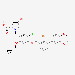 1-[[4-[[2-Bromo-3-(2,3-dihydro-1,4-benzodioxin-6-yl)phenyl]methoxy]-5-chloro-2-(cyclopropylmethoxy)phenyl]methyl]-4-hydroxypyrrolidine-2-carboxylic acid