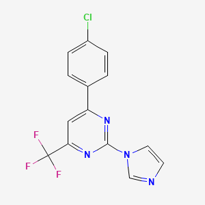 molecular formula C14H8ClF3N4 B10833891 4-(4-Chloro-phenyl)-2-imidazol-1-yl-6-trifluoromethyl-pyrimidine 