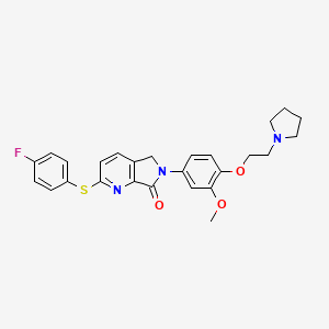 2-(4-fluorophenyl)sulfanyl-6-[3-methoxy-4-(2-pyrrolidin-1-ylethoxy)phenyl]-5H-pyrrolo[3,4-b]pyridin-7-one